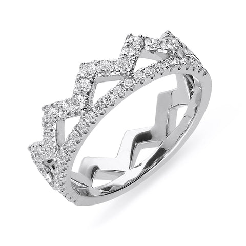 18ct White Gold 0.69ct Diamond Zigzag Stacking Ring
