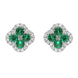 18ct White Gold Emerald and Diamond Clover Stud Earrings. 03-12-125.