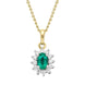 18ct White Gold Emerald and Diamond Cluster Necklace, FEU-1221.