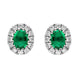 18ct White Gold Emerald and Diamond Oval Stud Earrings