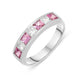 18ct White Gold Pink Sapphire Diamond Princess Cut Half Eternity Ring, 3303PSW.