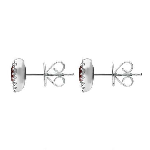 18ct White Gold Ruby Diamond Pear Stud Earrings. 03-13-229.