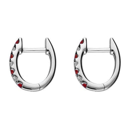 18ct White Gold Ruby and Diamond Huggie Hoop Earrings E2353