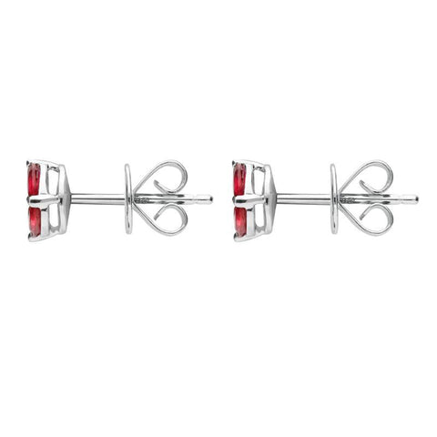 18ct White Gold 0.84ct Ruby Diamond Marquise Stud Earrings, 03-13-090.