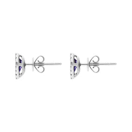18ct White Gold Tanzanite Diamond Pear Stud Earrings. 03-14-057.