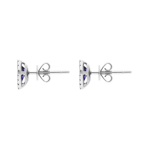 18ct White Gold Tanzanite Diamond Pear Stud Earrings. 03-14-057.