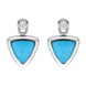 18ct White Gold Turquoise Diamond Triangle Stud Earrings E644