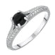 18ct White Gold Whitby Jet 0.15ct Diamond Claw Set Centre Ring R890