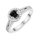 18ct White Gold Whitby Jet 0.24ct Diamond Round Split Shank Ring R963