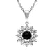 18ct White Gold Whitby Jet 0.35ct Diamond Round Centre Necklace P2658