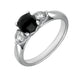 18ct White Gold Whitby Jet 0.36ct Diamond Round Claw Set Ring R895