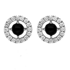 18ct White Gold Whitby Jet 0.38ct Diamond Stud Earrings, PJW-056.