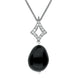 18ct White Gold Whitby Jet Diamond Bead Pave Set Open Diamond Shape Necklace, PUNQ0000266