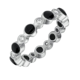 18ct White Gold Whitby Jet Diamond Eternity Ring R811