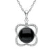 18ct White Gold Whitby Jet Diamond Open Flower Necklace, P1331