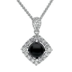 18ct White Gold Whitby Jet Diamond Open Square Necklace P3178C
