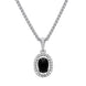 18ct White Gold Whitby Jet Diamond Oval Cluster Necklace, P3324.