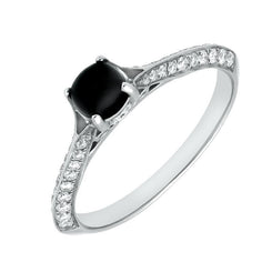 18ct White Gold Whitby Jet 0.25ct Diamond Ring R885