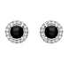18ct White Gold Whitby Jet and Diamond Round Stud Earrings. E1994. 