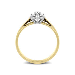 18ct Yellow Gold 0.16ct Diamond Flower Cluster Ring, FEU-572.