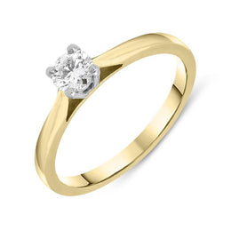18ct Yellow Gold 0.30ct Diamond Solitaire Ring, FEU-747.