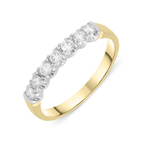 18ct Yellow Gold 0.31ct Diamond Brilliant Cut Half Eternity Ring, FEU-1762.