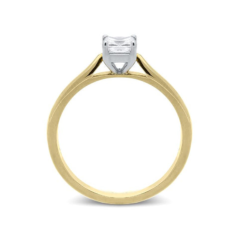 18ct Yellow Gold 0.32ct Diamond Princess Cut Solitaire Ring. FEU-1547. 