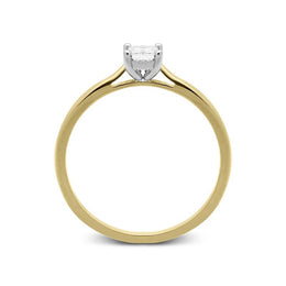 18ct Yellow Gold 0.33ct Diamond Princess Cut Solitaire Ring, FEU-760.