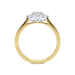 18ct Yellow Gold 0.35ct Diamond Brilliant Cut Trilogy Ring, FEU-499.
