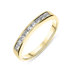 18ct Yellow Gold 0.52ct Diamond Channel Set Half Eternity Ring, FEU-825.