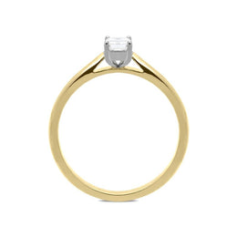 18ct Yellow Gold 0.35ct Diamond Emerald Cut Solitaire Ring, FEU-719.