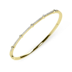 18ct Yellow Gold 0.35ct Diamond Hinged Bangle, G00058.