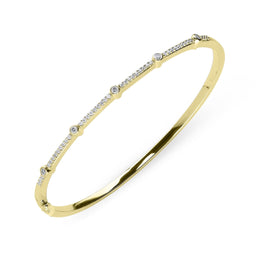 18ct Yellow Gold 0.35ct Diamond Hinged Bangle, G00058.