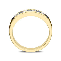18ct Yellow Gold 0.36ct Sapphire Diamond Half Eternity Ring FEU-1941