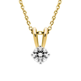 18ct Yellow Gold 0.40ct Diamond Brilliant Cut Solitaire Necklace, FEU-1623.