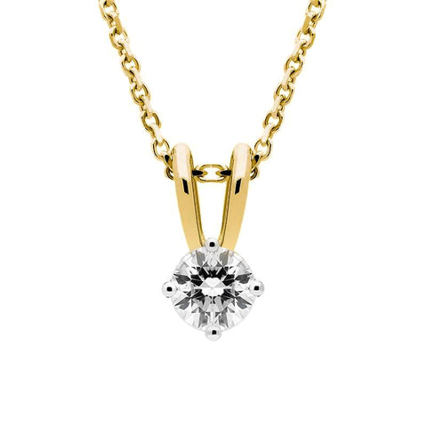 18ct Yellow Gold 0.40ct Diamond Brilliant Cut Solitaire Necklace, FEU-1623.