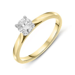18ct Yellow Gold 0.40ct Diamond Brilliant Cut Solitaire Ring, FEU-749.
