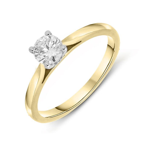 18ct Yellow Gold 0.40ct Diamond Brilliant Cut Solitaire Ring, FEU-749.