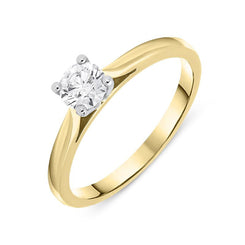 18ct Yellow Gold 0.40ct Diamond Brilliant Cut Solitaire Ring, FEU-750. 