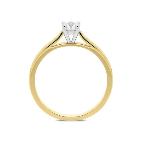 18ct Yellow Gold 0.40ct Diamond Brilliant Cut Solitaire Ring, FEU-750. 