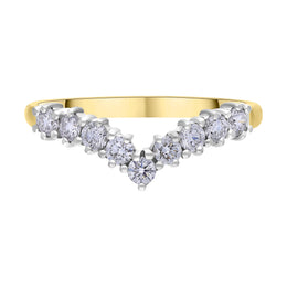 18ct Yellow Gold 0.44ct Diamond Nine Stone Wishbone Ring