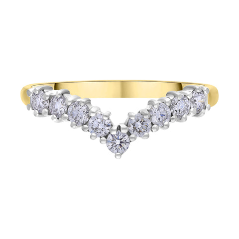 18ct Yellow Gold 0.44ct Diamond Nine Stone Wishbone Ring