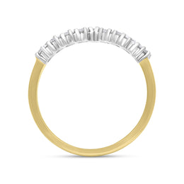 18ct Yellow Gold 0.44ct Diamond Nine Stone Wishbone Ring