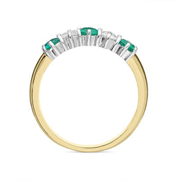 18ct Yellow Gold 0.46ct Emerald and Diamond Half Eternity Ring FEU-2010