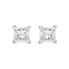 18ct Yellow Gold 0.52ct Diamond Princess Cut Solitaire Stud Earrings, FEU-251.