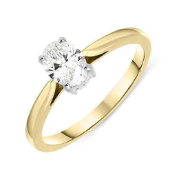 18ct Yellow Gold 0.55ct Diamond Oval Cut Solitaire Ring, FEU-718. 