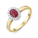 18ct Yellow Gold 0.55ct Ruby Diamond Oval Cluster Ring, FEU-1511.