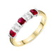 18ct Yellow Gold 0.57ct Ruby Diamond Half Eternity Ring FEU-2043