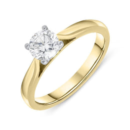 18ct Yellow Gold 0.61ct Diamond Brilliant Cut Solitaire Ring, FEU-751.