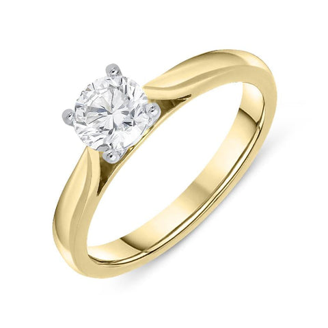 18ct Yellow Gold 0.61ct Diamond Brilliant Cut Solitaire Ring, FEU-751.